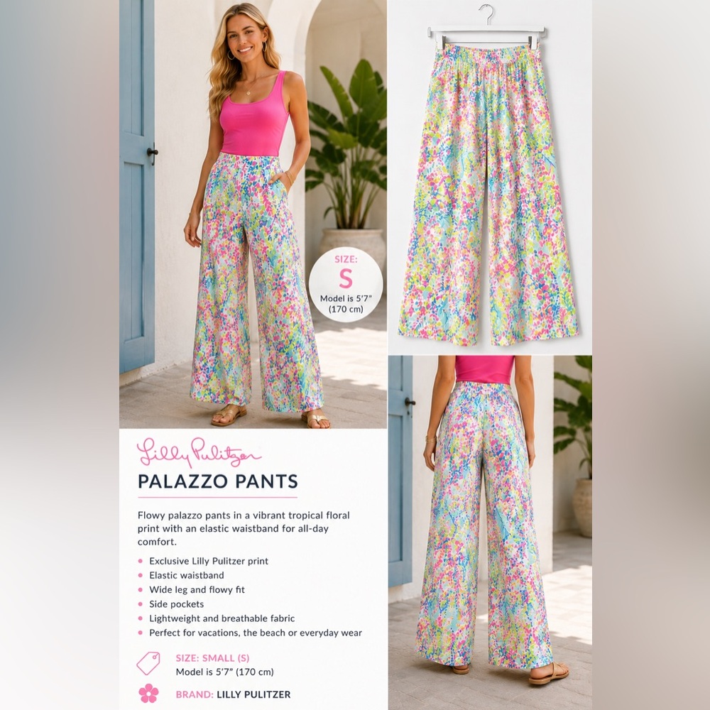 Lilly Pulitzer Floral Palazzo Pants in Multicolor S